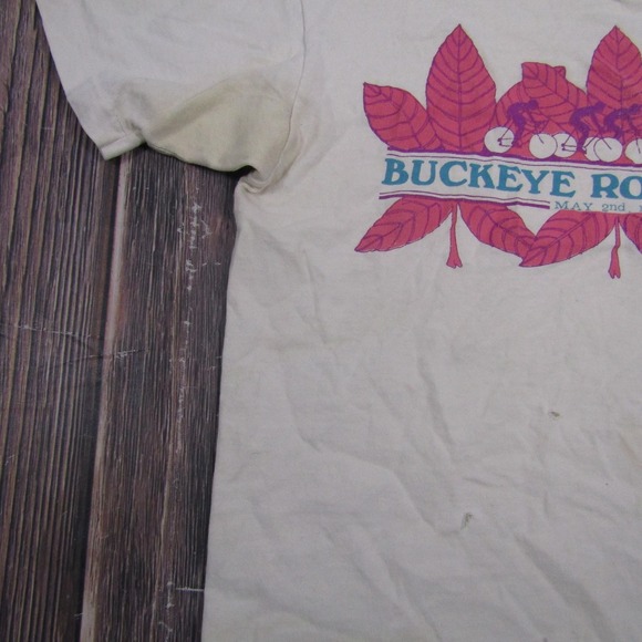 Vintage Fruit Of The Loom Buckeye Road Race Shirt Mens Medium White Cycling Tee - Picture 3 of 8